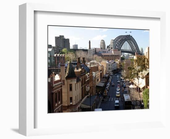 Historic Buildings and Sydney Harbor Bridge, The Rocks, Australia-David Wall-Framed Photographic Print