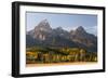 Historic Cabin And Fall Colors Beneath The Grand Teton In Grand Teton National Park, Wyoming-Austin Cronnelly-Framed Photographic Print