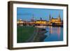 Historic Center of Dresden at Dusk, Elbe River, Saxony, Germany-null-Framed Photographic Print