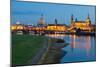 Historic Center of Dresden at Dusk, Elbe River, Saxony, Germany-null-Mounted Photographic Print