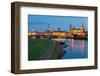 Historic Center of Dresden at Dusk, Elbe River, Saxony, Germany-null-Framed Photographic Print