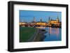 Historic Center of Dresden at Dusk, Elbe River, Saxony, Germany-null-Framed Photographic Print