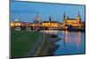 Historic Center of Dresden at Dusk, Elbe River, Saxony, Germany-null-Mounted Photographic Print
