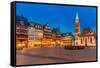 Historic Center of Frankfurt at Dusk-sborisov-Framed Stretched Canvas