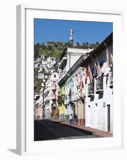 Historic Center With the Virgin of Quito Monument on Hill, Quito, Ecuador, South America-Michael DeFreitas-Framed Photographic Print