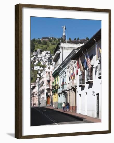 Historic Center With the Virgin of Quito Monument on Hill, Quito, Ecuador, South America-Michael DeFreitas-Framed Photographic Print