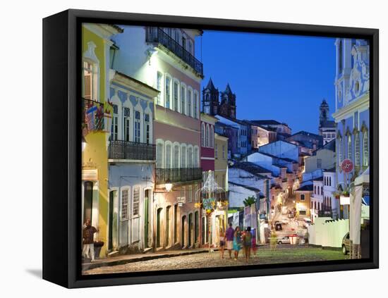 Historic Centre at Dusk, Pelourinho, Salvador, Bahia, Brazil-Peter Adams-Framed Stretched Canvas