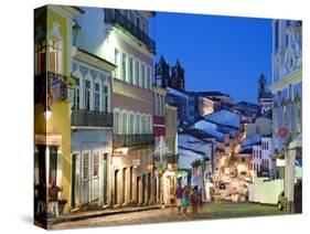 Historic Centre at Dusk, Pelourinho, Salvador, Bahia, Brazil-Peter Adams-Stretched Canvas