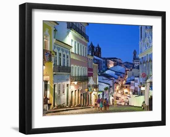 Historic Centre at Dusk, Pelourinho, Salvador, Bahia, Brazil-Peter Adams-Framed Premium Photographic Print