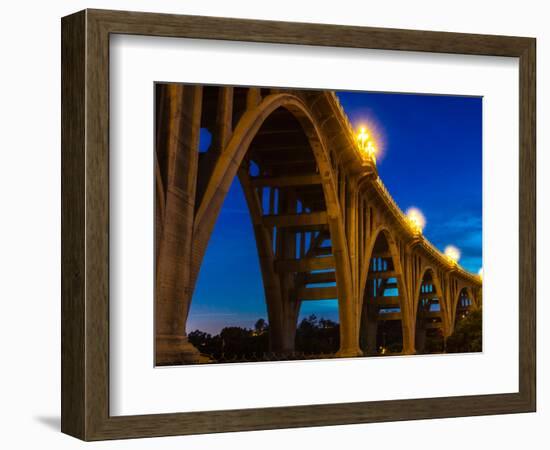 Historic Colorado Bridge Arches at dusk, Pasadena, CA-null-Framed Photographic Print