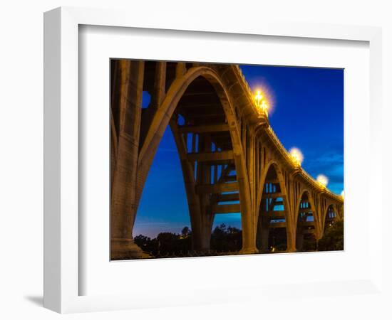 Historic Colorado Bridge Arches at dusk, Pasadena, CA-null-Framed Photographic Print