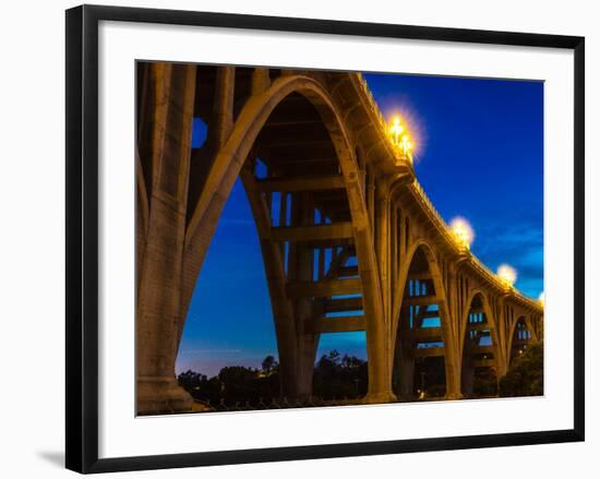 Historic Colorado Bridge Arches at dusk, Pasadena, CA-null-Framed Photographic Print