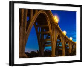 Historic Colorado Bridge Arches at dusk, Pasadena, CA-null-Framed Photographic Print