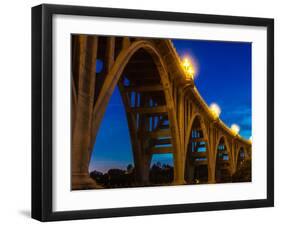 Historic Colorado Bridge Arches at dusk, Pasadena, CA-null-Framed Premium Photographic Print