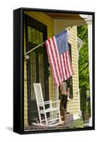 Historic Cooperstown House with Flag, Cooperstown, New York, USA-Cindy Miller Hopkins-Framed Stretched Canvas