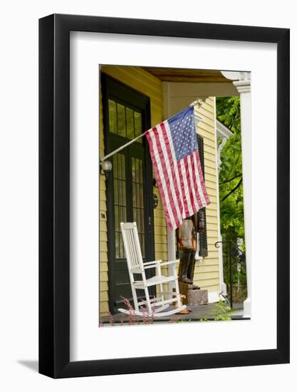 Historic Cooperstown House with Flag, Cooperstown, New York, USA-Cindy Miller Hopkins-Framed Photographic Print