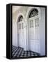 Historic District Doors with Stucco Decor and Tiled Floor, Puerto Rico-Michele Molinari-Framed Stretched Canvas