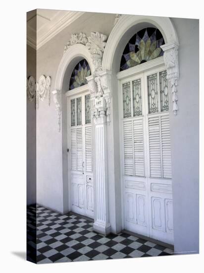 Historic District Doors with Stucco Decor and Tiled Floor, Puerto Rico-Michele Molinari-Stretched Canvas