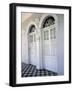 Historic District Doors with Stucco Decor and Tiled Floor, Puerto Rico-Michele Molinari-Framed Photographic Print