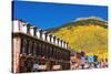 Historic downtown and fall color, Silverton, Colorado, USA-Russ Bishop-Stretched Canvas