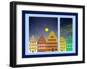 Historic Downtown at Winter-Sangoiri-Framed Art Print