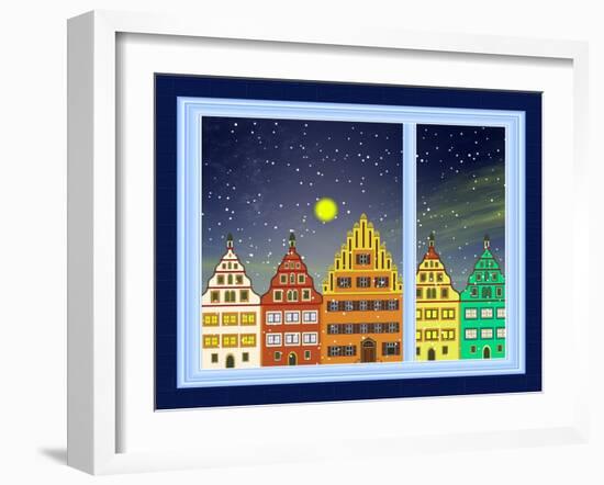 Historic Downtown at Winter-Sangoiri-Framed Art Print