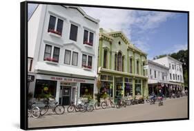 Historic Downtown Streets of Mackinac, Michigan, USA-Cindy Miller Hopkins-Framed Stretched Canvas