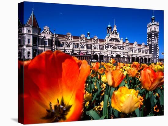 Historic Dunedin Railway Station, New Zealand-David Wall-Stretched Canvas