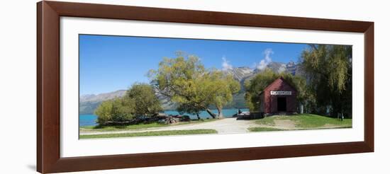 Historic Glenorchy receiving barn at pier on Lake Wakatipu, Otago Region, South Island, New Zealand-null-Framed Photographic Print