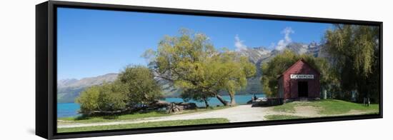 Historic Glenorchy receiving barn at pier on Lake Wakatipu, Otago Region, South Island, New Zealand-null-Framed Stretched Canvas