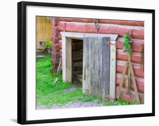 Historic Log Building in Talkeetna, Alaska, USA-Julie Eggers-Framed Photographic Print