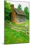 Historic log cabin on Blue Ridge Parkway near North Carolina and Virginia border-null-Mounted Photographic Print