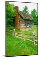 Historic log cabin on Blue Ridge Parkway near North Carolina and Virginia border-null-Mounted Photographic Print