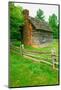 Historic log cabin on Blue Ridge Parkway near North Carolina and Virginia border-null-Mounted Photographic Print