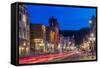 Historic Main Street at Dusk in Deadwood, South Dakota, Usa-Chuck Haney-Framed Stretched Canvas