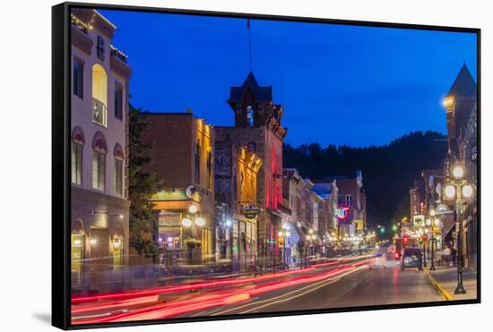 Historic Main Street at Dusk in Deadwood, South Dakota, Usa-Chuck Haney-Framed Stretched Canvas