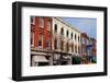 Historic Main Street with Red Brick Storefronts and Gray's Pharmacy in Franklin, Tennessee, a su...-null-Framed Photographic Print