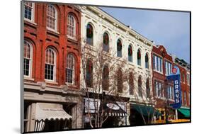 Historic Main Street with Red Brick Storefronts and Gray's Pharmacy in Franklin, Tennessee, a su...-null-Mounted Photographic Print