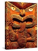 Historic Maori Carving, Otago Museum, New Zealand-David Wall-Stretched Canvas