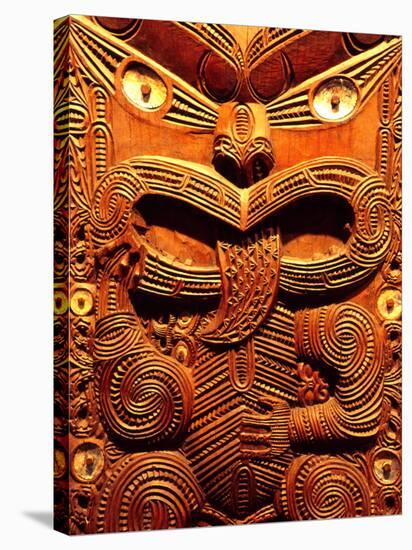 Historic Maori Carving, Otago Museum, New Zealand-David Wall-Stretched Canvas