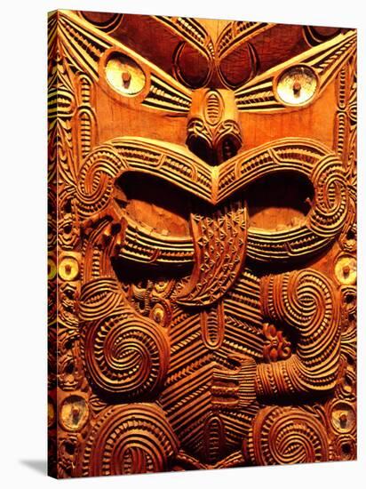 Historic Maori Carving, Otago Museum, New Zealand-David Wall-Stretched Canvas