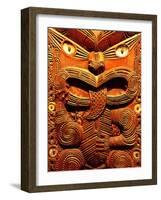 Historic Maori Carving, Otago Museum, New Zealand-David Wall-Framed Photographic Print