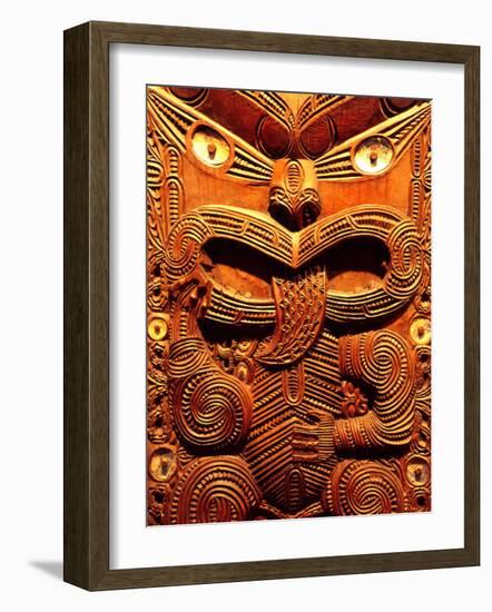 Historic Maori Carving, Otago Museum, New Zealand-David Wall-Framed Photographic Print