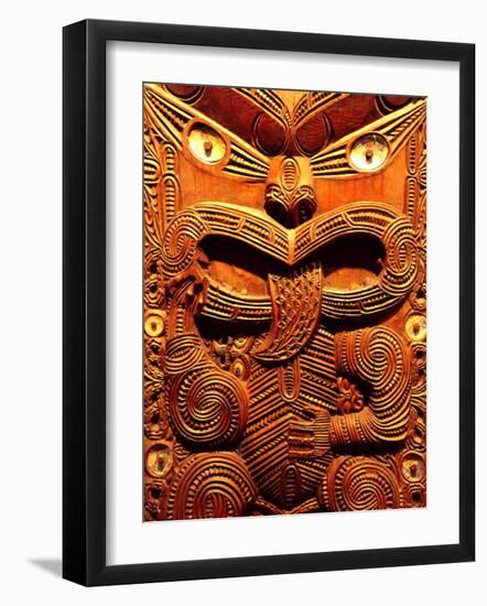 Historic Maori Carving, Otago Museum, New Zealand-David Wall-Framed Photographic Print