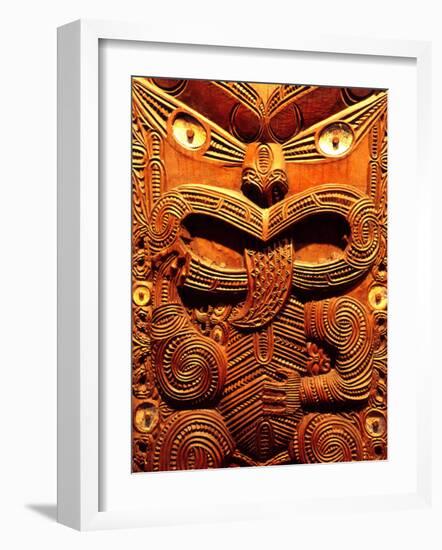 Historic Maori Carving, Otago Museum, New Zealand-David Wall-Framed Photographic Print