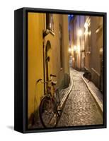 Historic Old Street in Gamla Stan (Old Town) in Stockholm, Sweden-Peter Adams-Framed Stretched Canvas