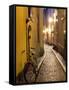 Historic Old Street in Gamla Stan (Old Town) in Stockholm, Sweden-Peter Adams-Framed Stretched Canvas