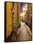 Historic Old Street in Gamla Stan (Old Town) in Stockholm, Sweden-Peter Adams-Framed Stretched Canvas