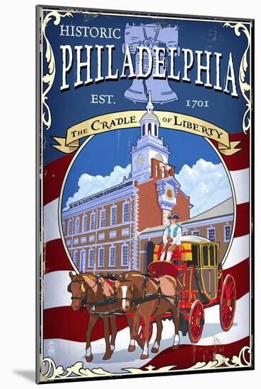 Historic Philadelphia - Carriage-Lantern Press-Mounted Art Print