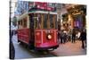 Historic Red Tram on Istiklal Caddesi, Beyoglu, Istanbul, Turkey, Europe-Neil Farrin-Stretched Canvas